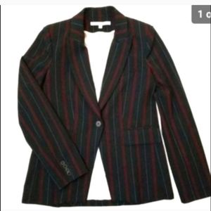 Veronica Beard blazer jacket red blue striped dickey navy blue size 10.